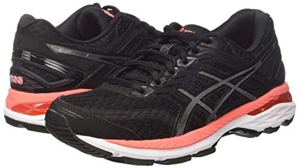 ASICS GT-2000 5 Womens Running Walking Shoes 8 Black/carbon/flash coral T757N